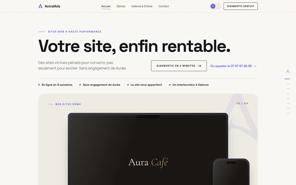 Page d’accueil du site de AstralAds