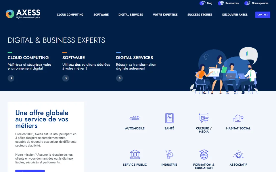 Page d’accueil du site de Axess