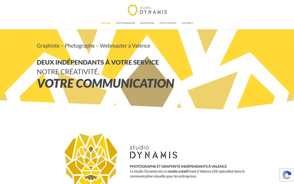 Page d’accueil du site de Studio Dynamis